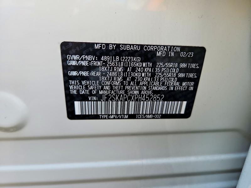 Продажа на аукционе авто 2023 Subaru Forester, vin: JF2SKAPCXPH452852, номер лота: 60403756