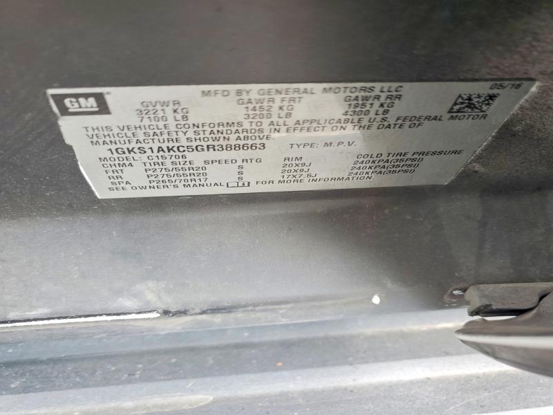 Aukcja sprzedaży 2016 Gmc Yukon, vin: 1GKS1AKC5GR388663, numer aukcji: 60261356