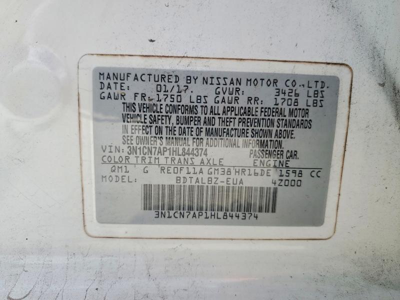 Aukcja sprzedaży 2017 Nissan Versa, vin: 3N1CN7AP1HL844374, numer aukcji: 63300186