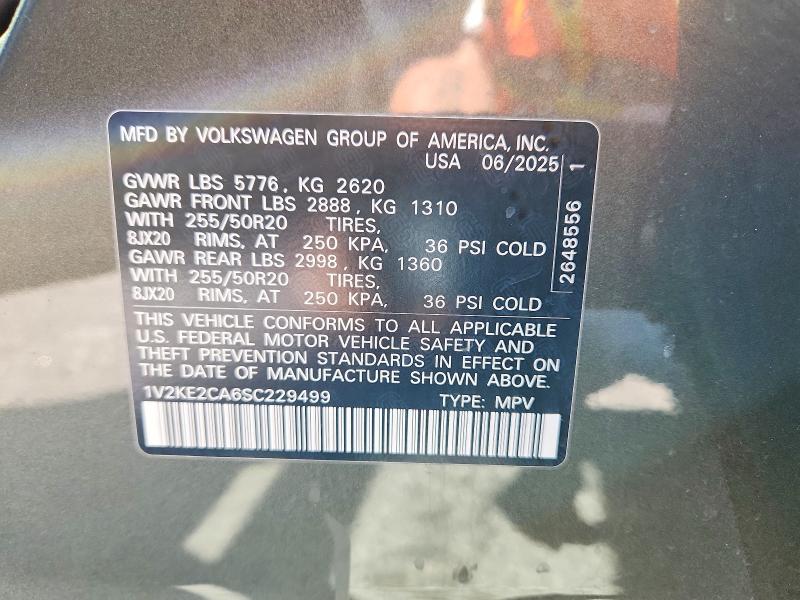 Aukcja sprzedaży 2025 Volkswagen Atlas Cross Sport, vin: 1V2KE2CA6SC229499, numer aukcji: 62773646