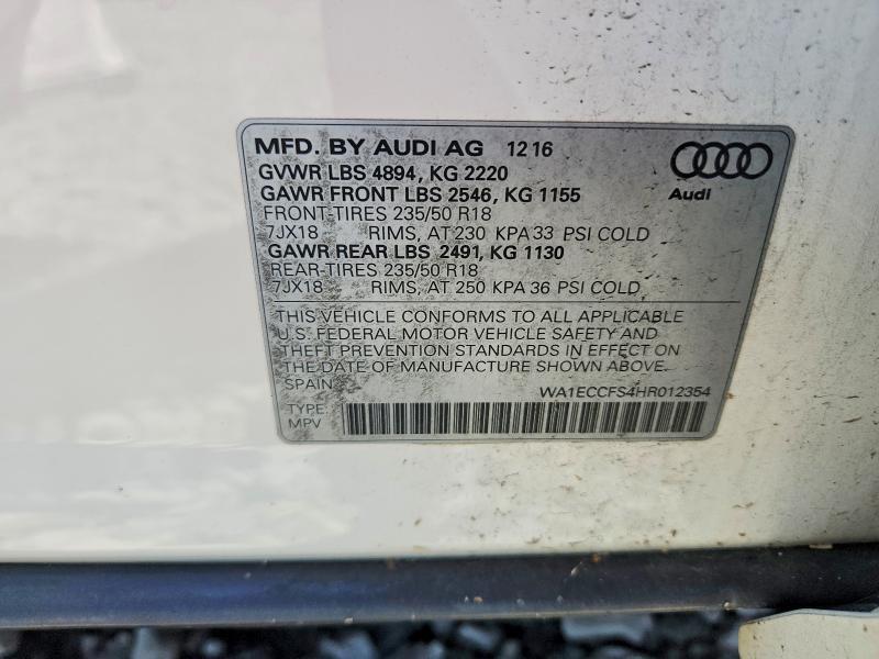 Продажа на аукционе авто 2017 Audi Q3, vin: WA1ECCFS4HR012354, номер лота: 58290296