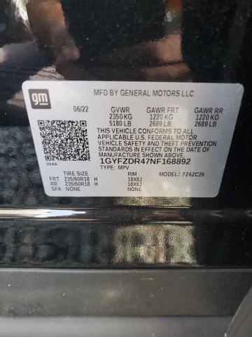 61481606 :رقم المزاد ، 1GYFZDR47NF168892 vin ، 2022 Cadillac Xt4 مزاد بيع