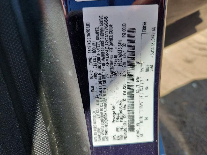 2012 Ford Fiesta მანქანა იყიდება აუქციონზე, vin: 3FADP4EJ2CM176688, აუქციონის ნომერი: 61601226