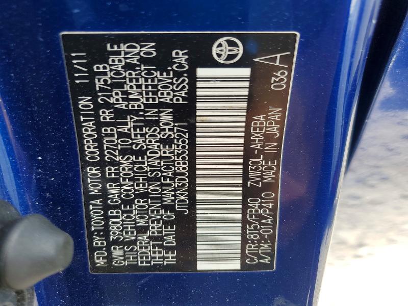 Продаж на аукціоні авто 2011 Toyota Prius, vin: JTDKN3DU8B5355271, номер лоту: 60964466