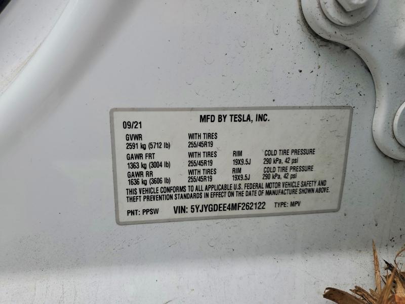 Aukcja sprzedaży 2021 Tesla Model Y, vin: 5YJYGDEE4MF262122, numer aukcji: 59667156