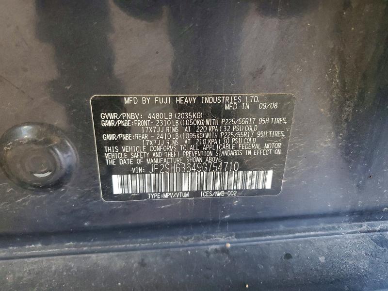 Продажа на аукционе авто 2009 Subaru Forester, vin: JF2SH63649G754710, номер лота: 62811746