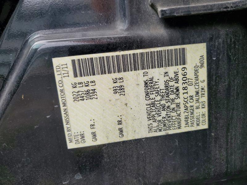 Aukcja sprzedaży 2012 Nissan Altima, vin: 1N4BL2AP5CC183069, numer aukcji: 63386866