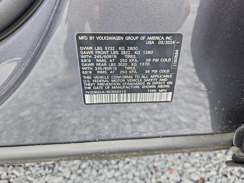 Aukcja sprzedaży 2024 Volkswagen Atlas, vin: 1V2DR2CA1RC569313, numer aukcji: 63198426