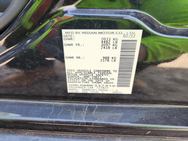 Aukcja sprzedaży 2022 Nissan Altima, vin: 1N4BL4DW8NN337456, numer aukcji: 58981256