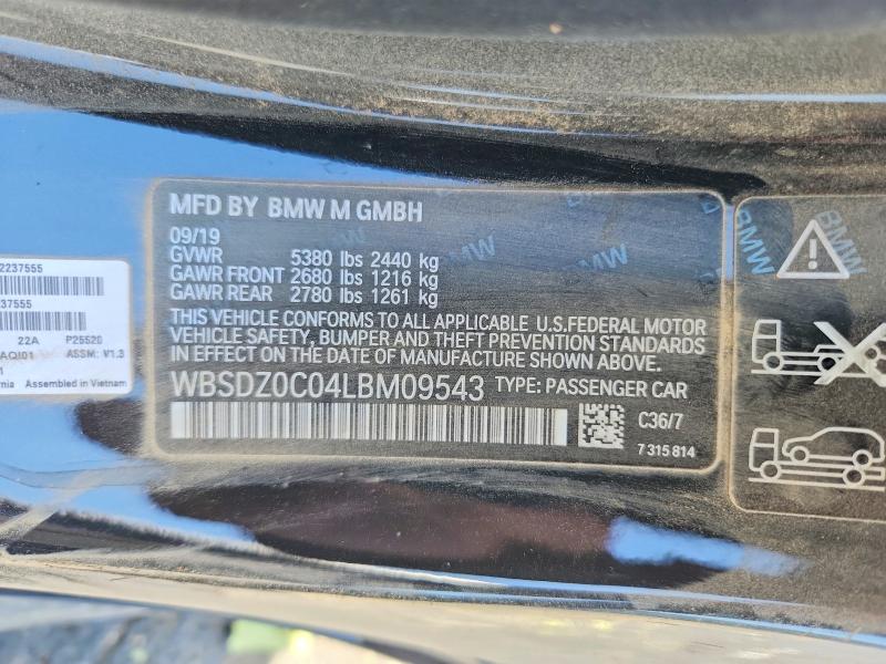 60178656 :رقم المزاد ، WBSDZ0C04LBM09543 vin ، 2020 Bmw M8 مزاد بيع