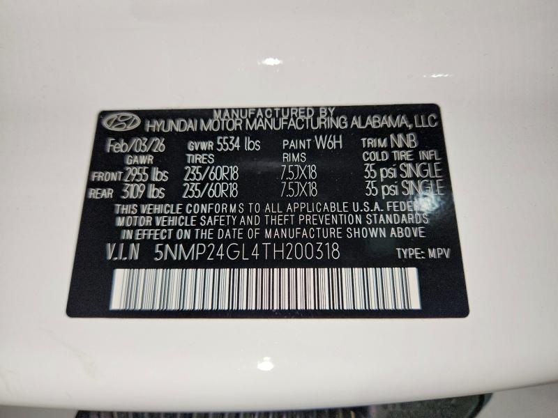 Aukcja sprzedaży 2026 Hyundai Santa Fe, vin: 5NMP24GL4TH200318, numer aukcji: 60006436