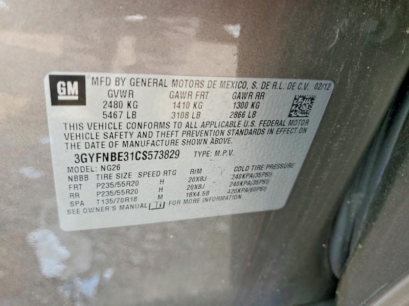 Продажа на аукционе авто 2012 Cadillac Srx, vin: 3GYFNBE31CS573829, номер лота: 61037976