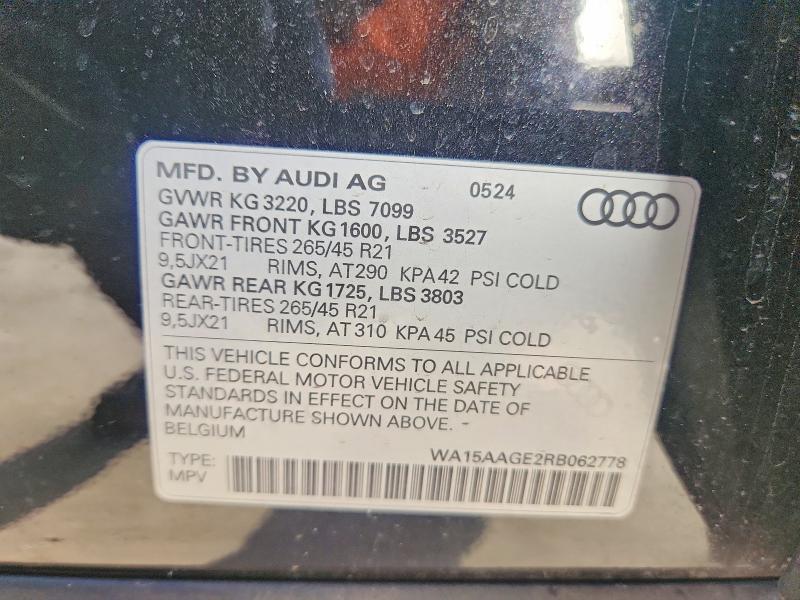 Aukcja sprzedaży 2024 Audi Q8 E-tron, vin: WA15AAGE2RB062778, numer aukcji: 60860476