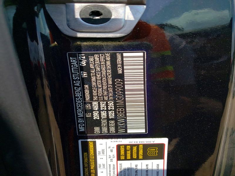 Aukcja sprzedaży 2021 Mercedes-benz C, vin: W1KWJ8EB1MG099009, numer aukcji: 61396886