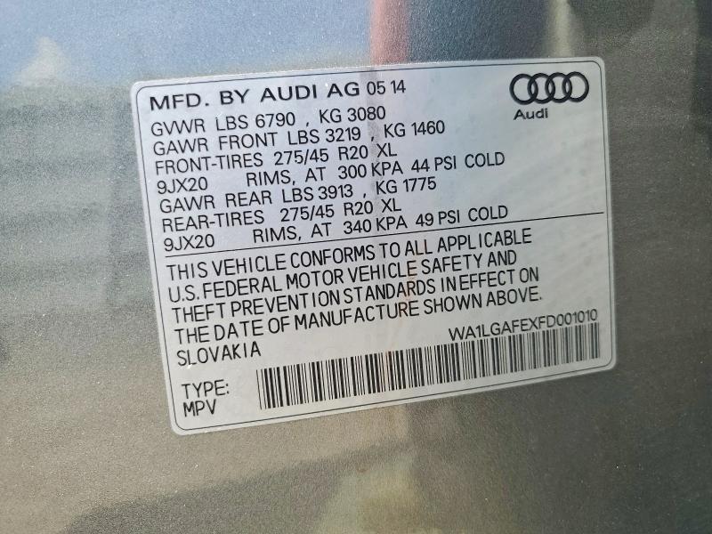 Продаж на аукціоні авто 2015 Audi Q7, vin: WA1LGAFEXFD001010, номер лоту: 63480076