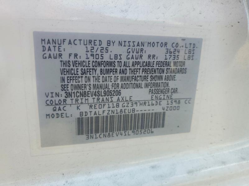 61031136 :رقم المزاد ، 3N1CN8EV4SL905206 vin ، 2025 Nissan Versa مزاد بيع