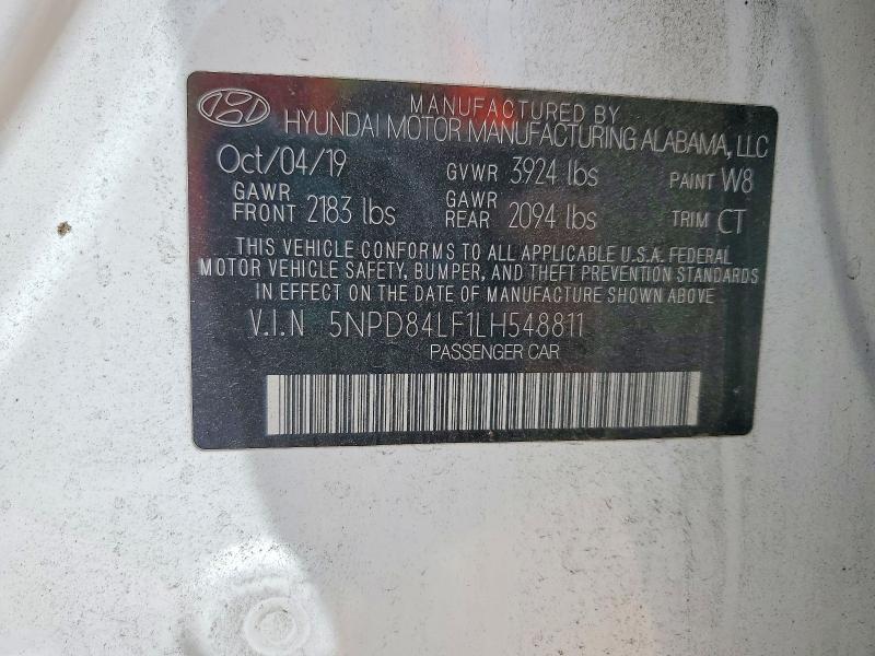 Продажа на аукционе авто 2020 Hyundai Elantra, vin: 5NPD84LF1LH548811, номер лота: 62111196