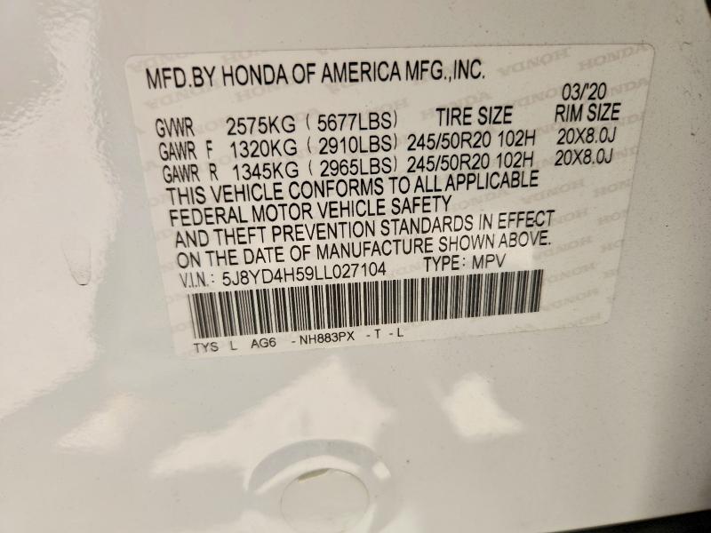 Aukcja sprzedaży 2020 Acura Mdx, vin: 5J8YD4H59LL027104, numer aukcji: 60413046