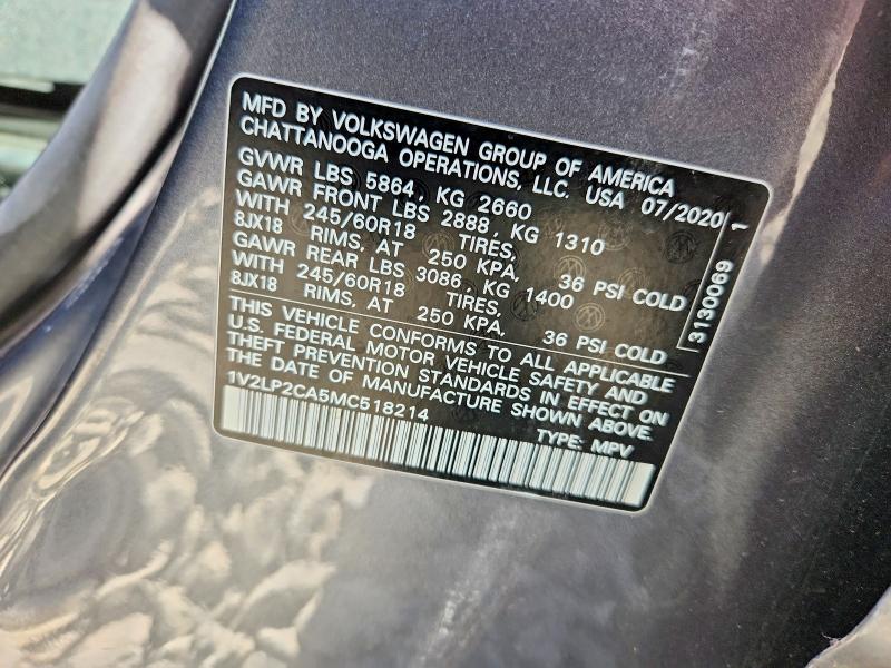 Продаж на аукціоні авто 2021 Volkswagen Atlas, vin: 1V2LP2CA5MC518214, номер лоту: 62801216