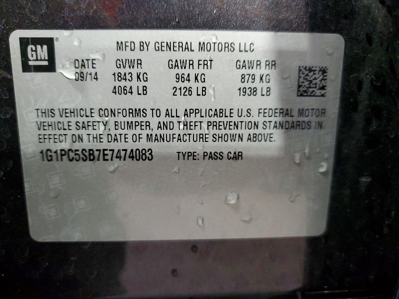 Продажа на аукционе авто 2014 Chevrolet Cruze, vin: 1G1PC5SB7E7474083, номер лота: 61171426