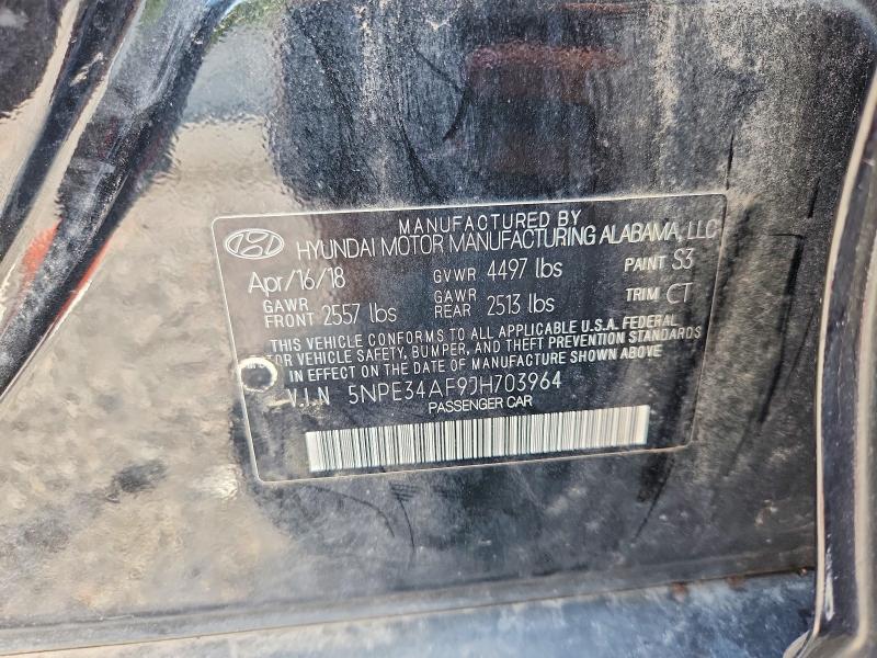 Auction sale of the 2018 Hyundai Sonata, vin: 5NPE34AF9JH703964, lot number: 59830746