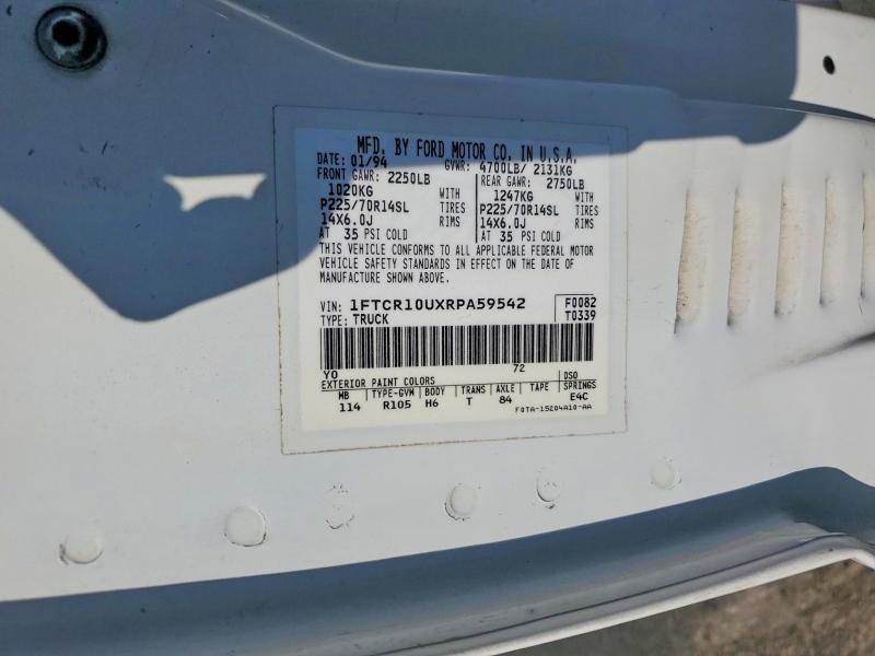 60966706 :رقم المزاد ، 1FTCR10UXRPA59542 vin ، 1994 Ford Ranger مزاد بيع