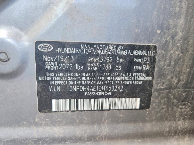 Продаж на аукціоні авто 2013 Hyundai Elantra, vin: 5NPDH4AE1DH453242, номер лоту: 59128316