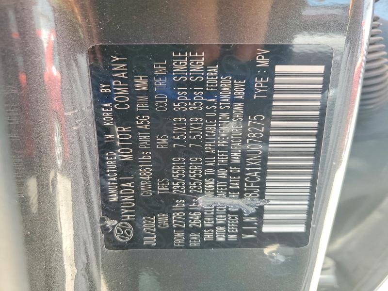 2022 Hyundai Tucson მანქანა იყიდება აუქციონზე, vin: KM8JFCA1XNU078275, აუქციონის ნომერი: 61572666