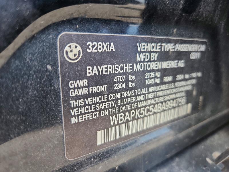 Aukcja sprzedaży 2011 Bmw 328, vin: WBAPK5C54BA994756, numer aukcji: 59855556