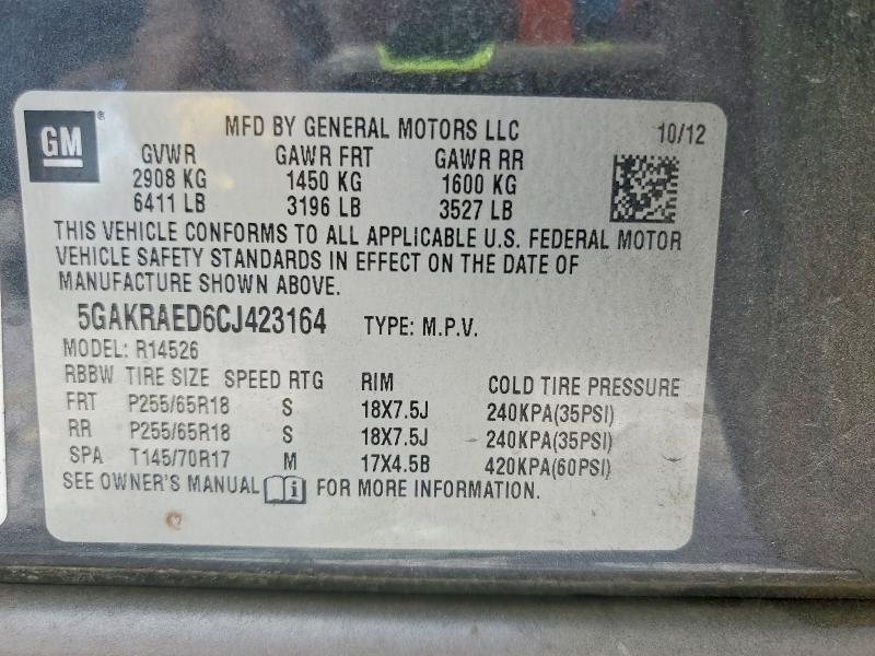 Продаж на аукціоні авто 2012 Buick Enclave, vin: 5GAKRAED6CJ423164, номер лоту: 59843746