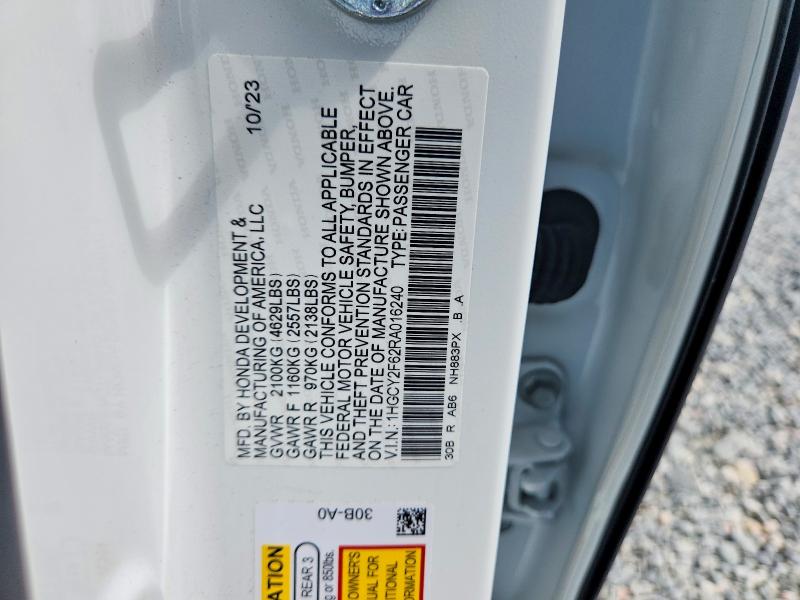 Продажа на аукционе авто 2024 Honda Accord, vin: 1HGCY2F62RA016240, номер лота: 61085636