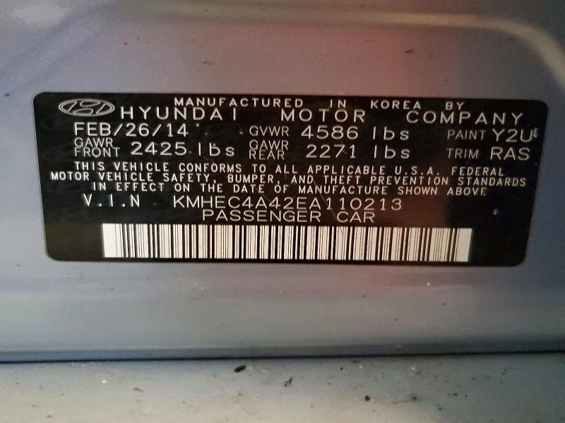 59287616 :رقم المزاد ، KMHEC4A42EA110213 vin ، 2014 Hyundai Sonata مزاد بيع