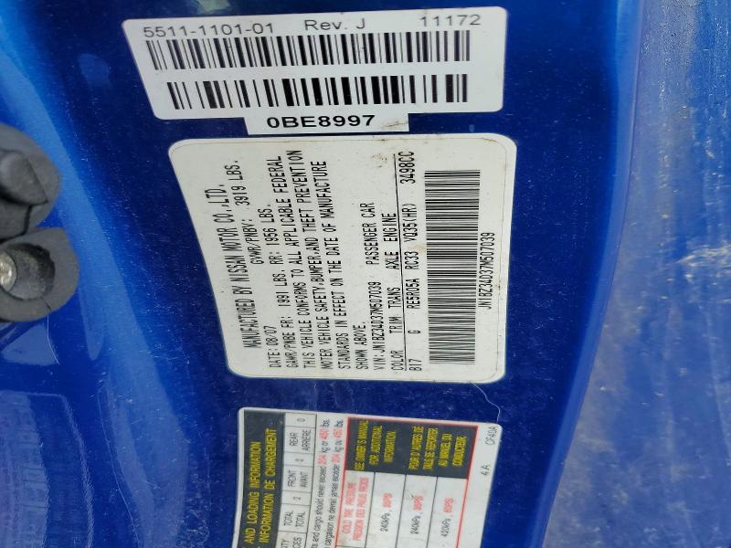Aukcja sprzedaży 2007 Nissan 350z, vin: JN1BZ34D37M507039, numer aukcji: 59300236