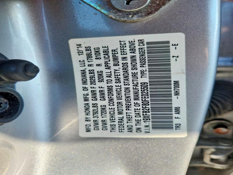 Продажа на аукционе авто 2015 Honda Civic, vin: 19XFB2F80FE025509, номер лота: 62693396