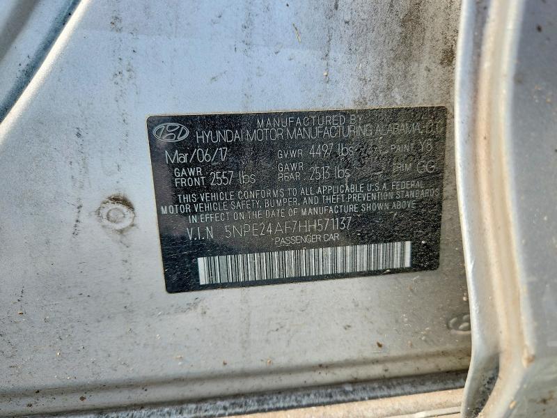 60150776 :رقم المزاد ، 5NPE24AF7HH571137 vin ، 2017 Hyundai Sonata مزاد بيع