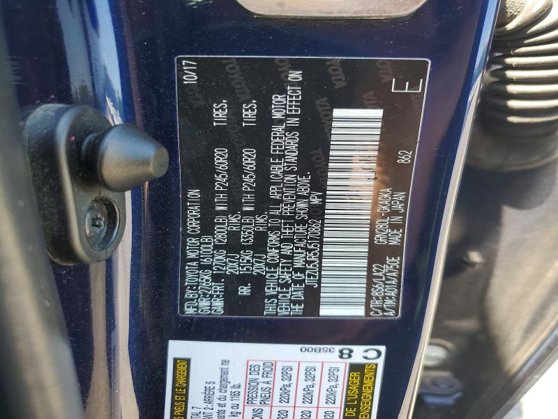 2018 Toyota 4runner მანქანა იყიდება აუქციონზე, vin: JTEZU5JR5J5170862, აუქციონის ნომერი: 61362486