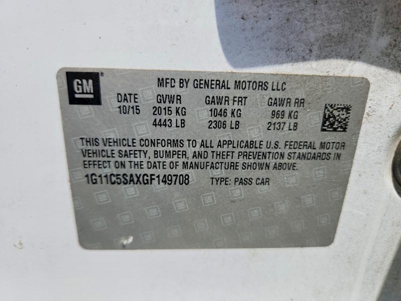 Aukcja sprzedaży 2016 Chevrolet Malibu Limited, vin: 1G11C5SAXGF149708, numer aukcji: 59991976