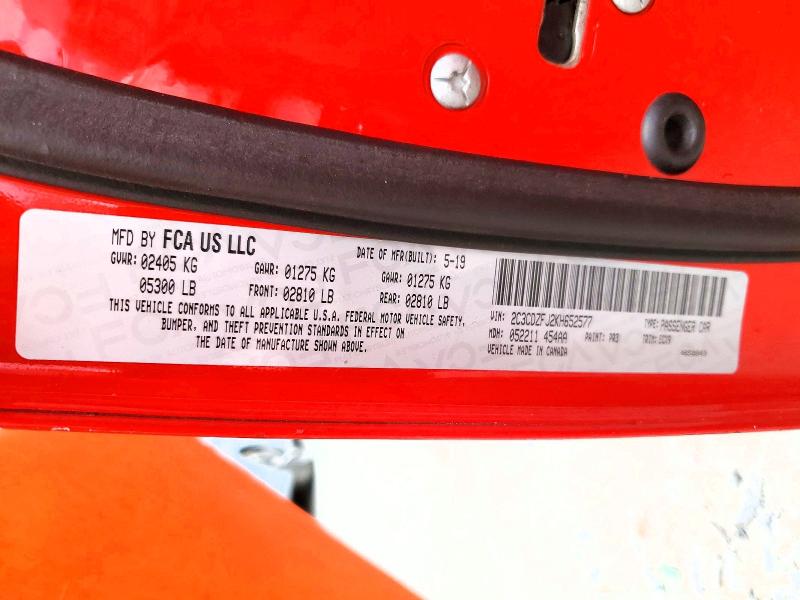 Aukcja sprzedaży 2019 Dodge Challenger, vin: 2C3CDZFJ2KH652577, numer aukcji: 61744046