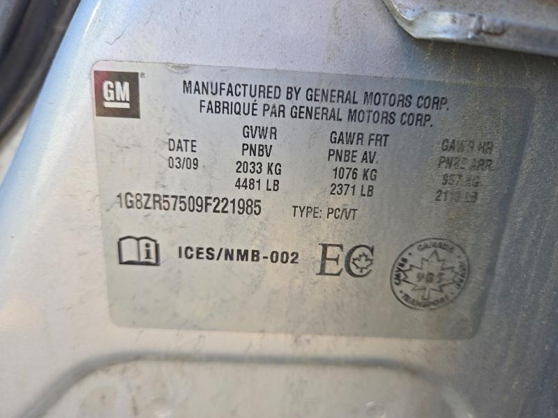 60651856 :رقم المزاد ، 1G8ZR57509F221985 vin ، 2009 Saturn Aura مزاد بيع