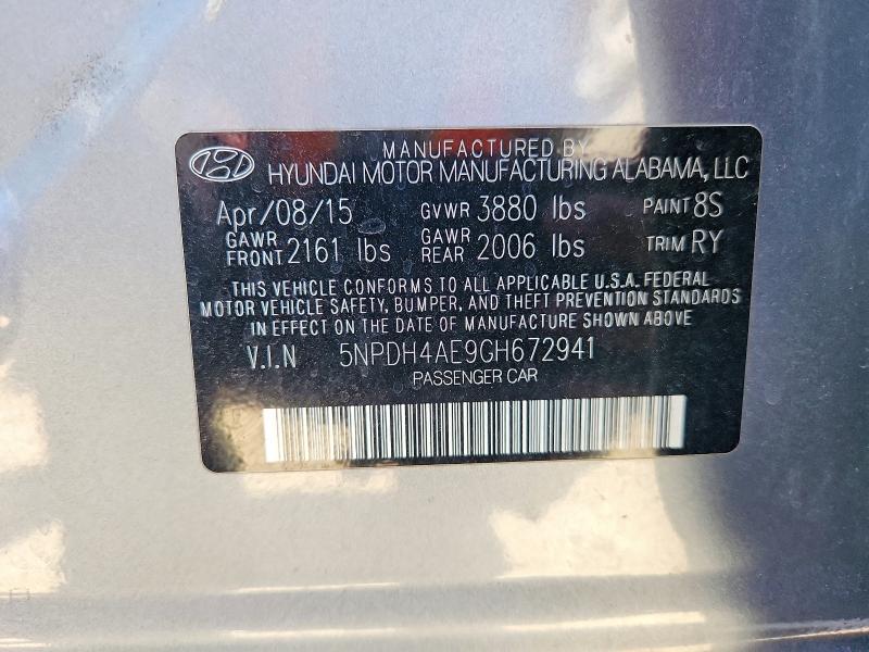 2016 Hyundai Elantra მანქანა იყიდება აუქციონზე, vin: 5NPDH4AE9GH672941, აუქციონის ნომერი: 62274586