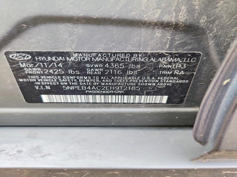 61818836 :رقم المزاد ، 5NPEB4AC2EH912185 vin ، 2014 Hyundai Sonata مزاد بيع