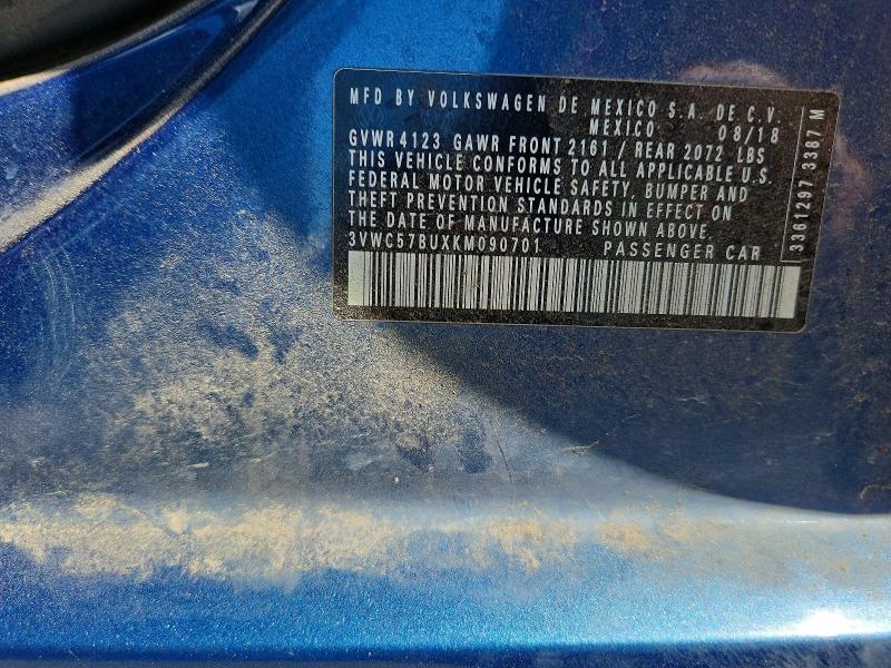 63053186 :رقم المزاد ، 3VWC57BUXKM090701 vin ، 2019 Volkswagen Jetta مزاد بيع