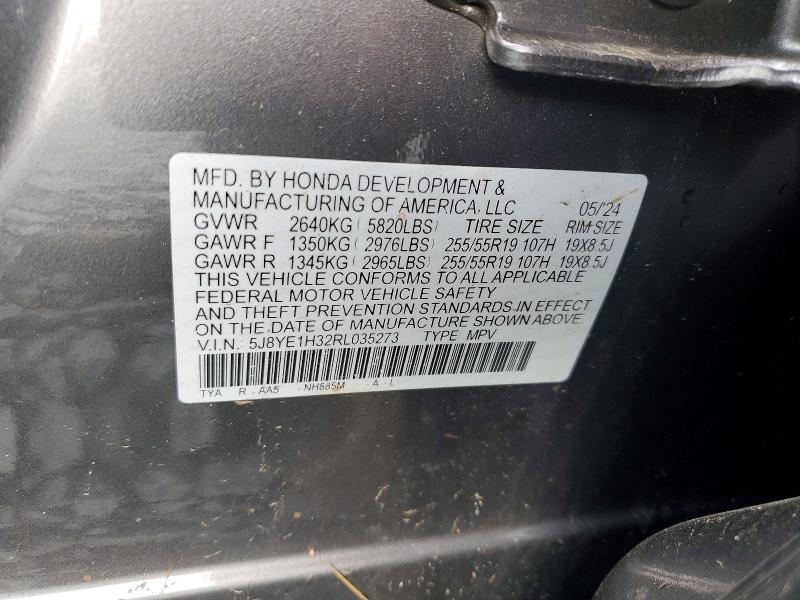 2024 Acura Mdx მანქანა იყიდება აუქციონზე, vin: 5J8YE1H32RL035273, აუქციონის ნომერი: 61376626