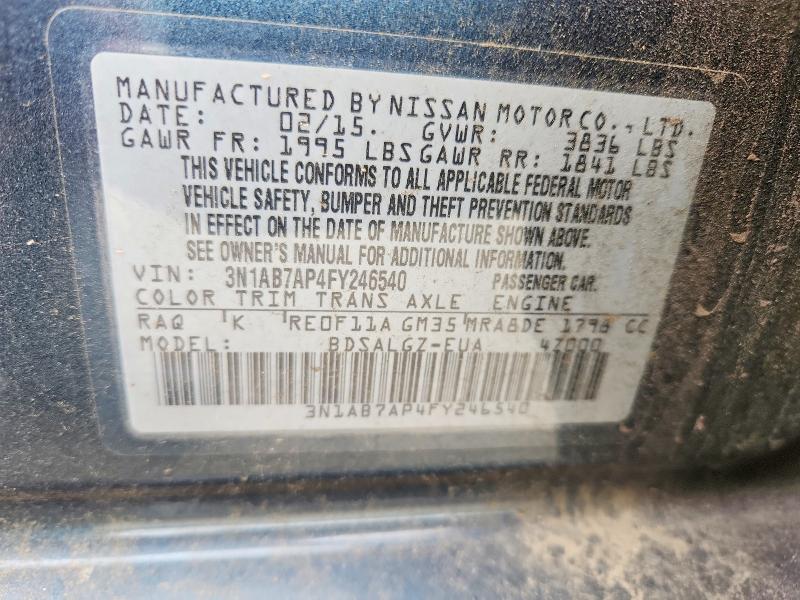 Продаж на аукціоні авто 2015 Nissan Sentra, vin: 3N1AB7AP4FY246540, номер лоту: 60800946