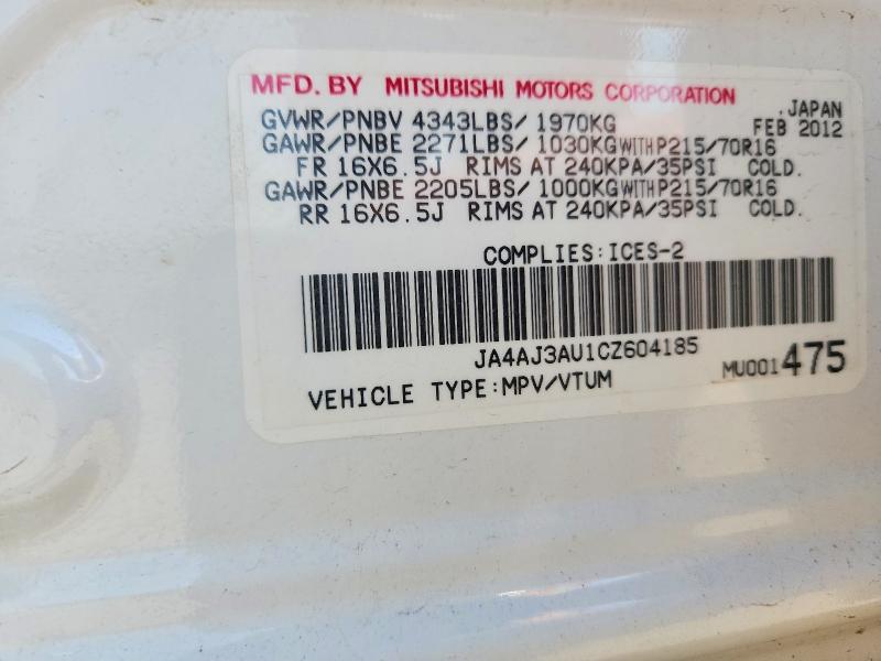 Продажа на аукционе авто 2012 Mitsubishi Rvr, vin: JA4AJ3AU1CZ604185, номер лота: 61333496