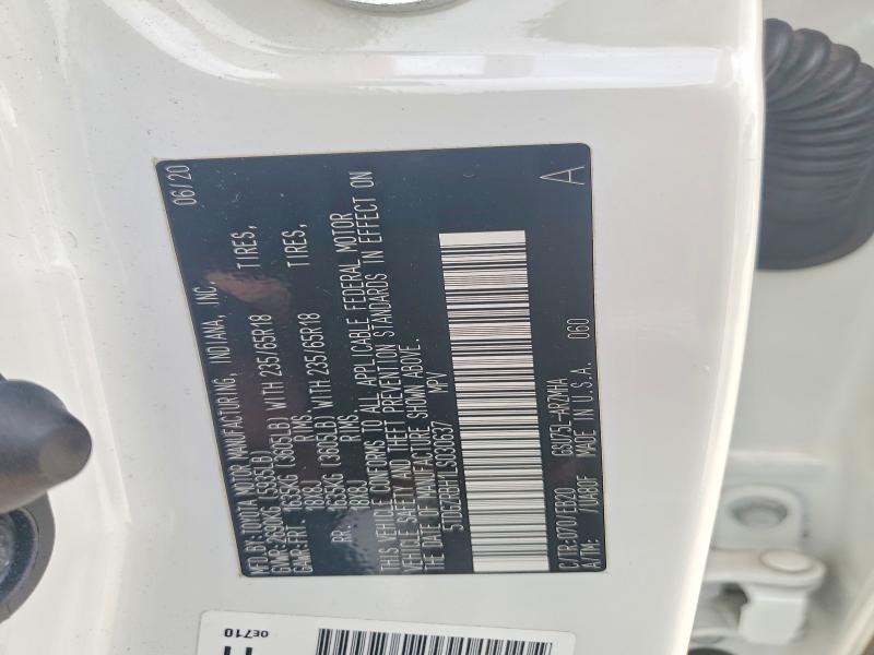 2020 Toyota Highlander მანქანა იყიდება აუქციონზე, vin: 5TDGZRBH1LS030637, აუქციონის ნომერი: 60419106