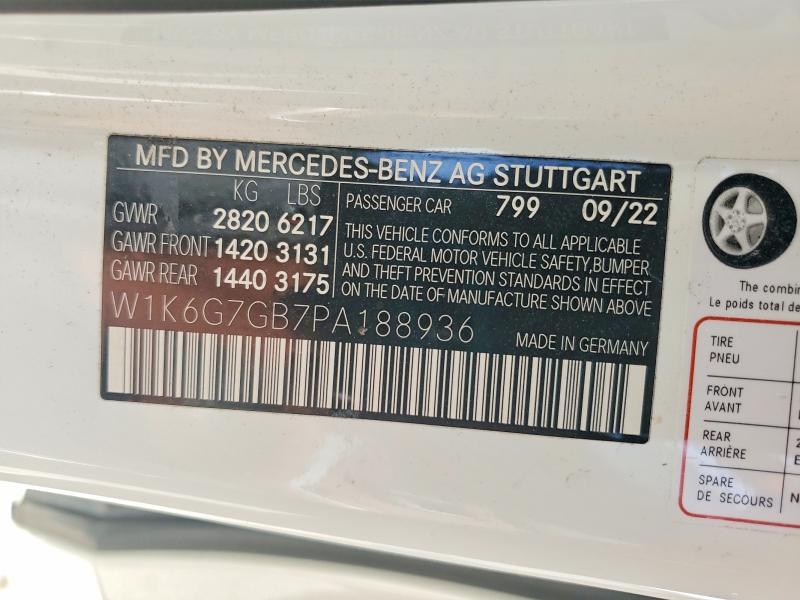 2023 Mercedes-benz S მანქანა იყიდება აუქციონზე, vin: W1K6G7GB7PA188936, აუქციონის ნომერი: 63506236