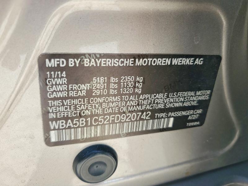 59344476 :رقم المزاد ، WBA5B1C52FD920742 vin ، 2015 Bmw 535 مزاد بيع