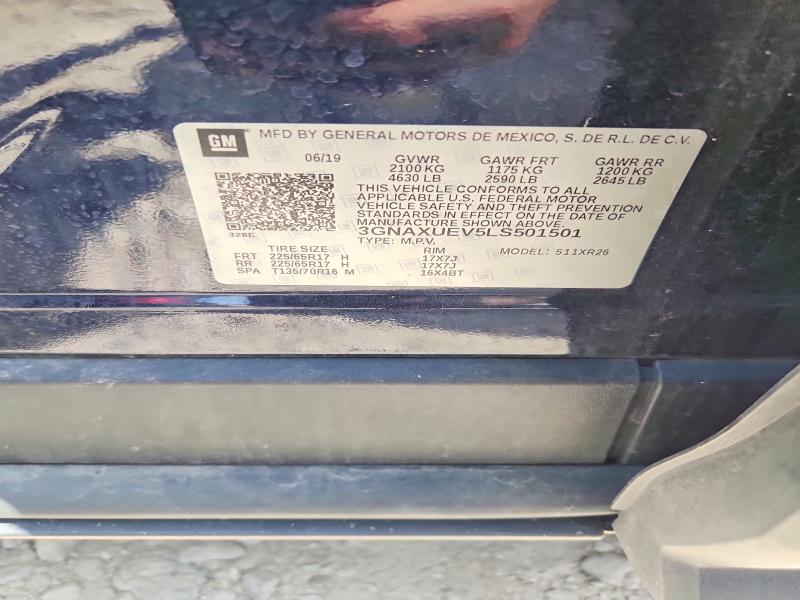 2020 Chevrolet Equinox მანქანა იყიდება აუქციონზე, vin: 3GNAXUEV5LS501501, აუქციონის ნომერი: 58226376