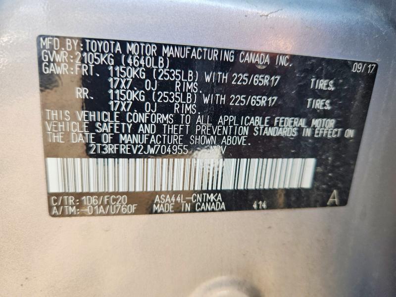 Aukcja sprzedaży 2018 Toyota Rav4, vin: 2T3RFREV2JW704955, numer aukcji: 62671826